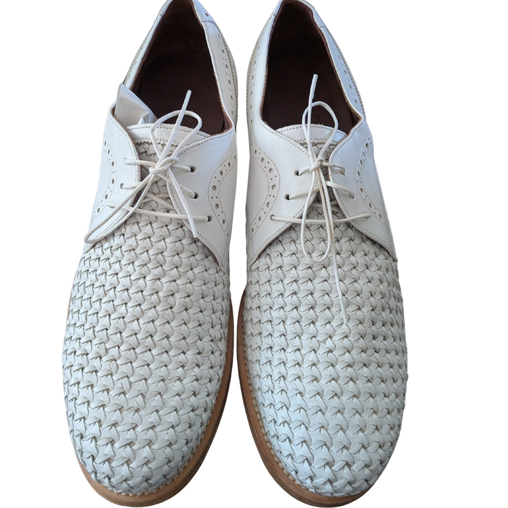 Salvatore Ferragamo White Woven LeatherOxfords MenUS 11.5 UK 10.5 EU 44.5 AU10.5